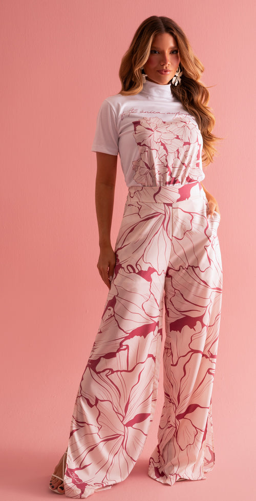 Calça Pantalona Flor de Aura
