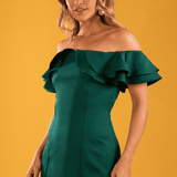 Vestido com Babado Ombro a Ombro