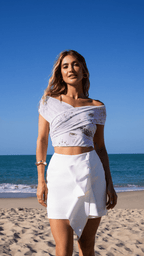 Short Saia Alfaiataria Resort com Babado Frontal