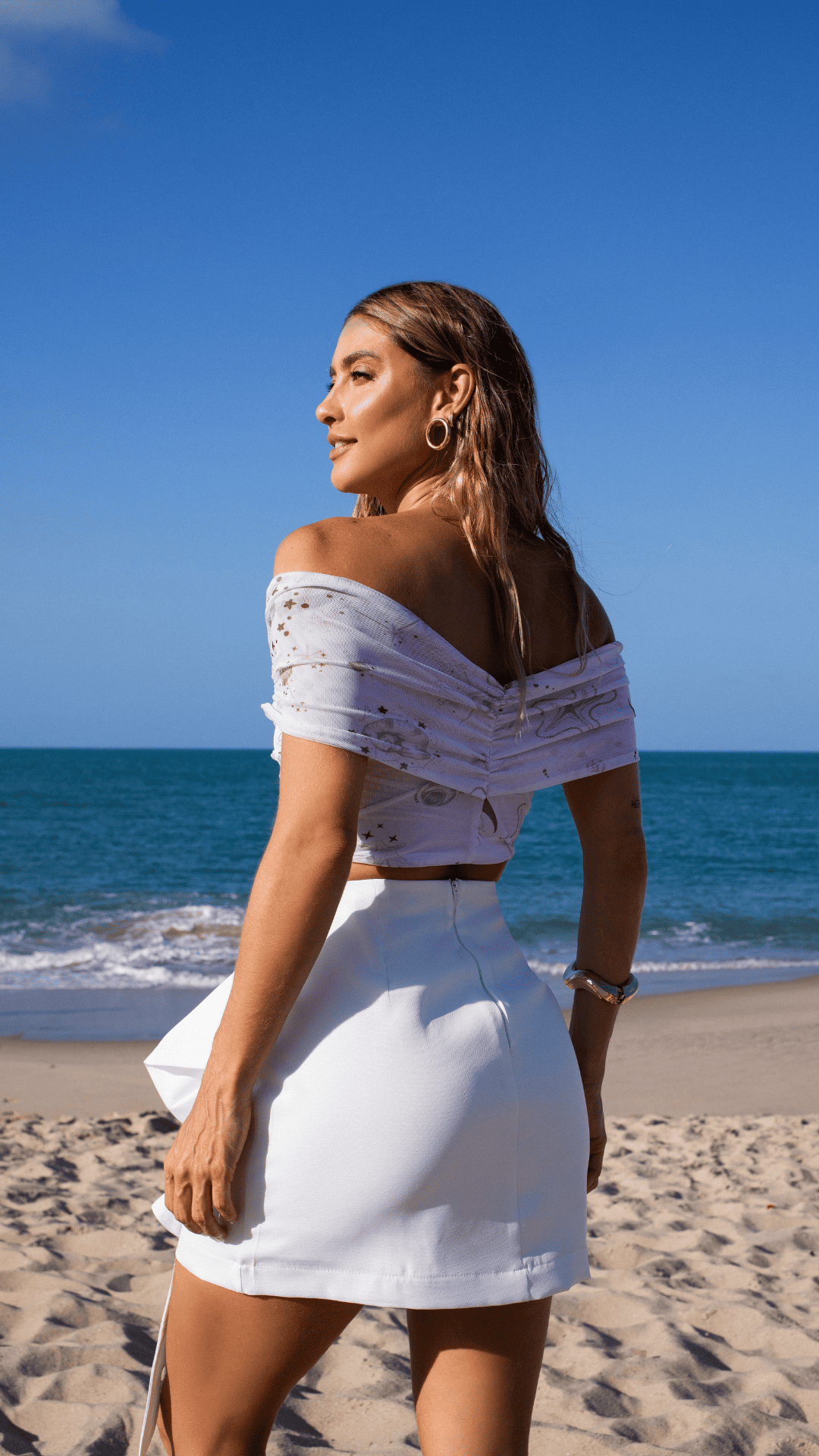 Short Saia Alfaiataria Resort com Babado Frontal