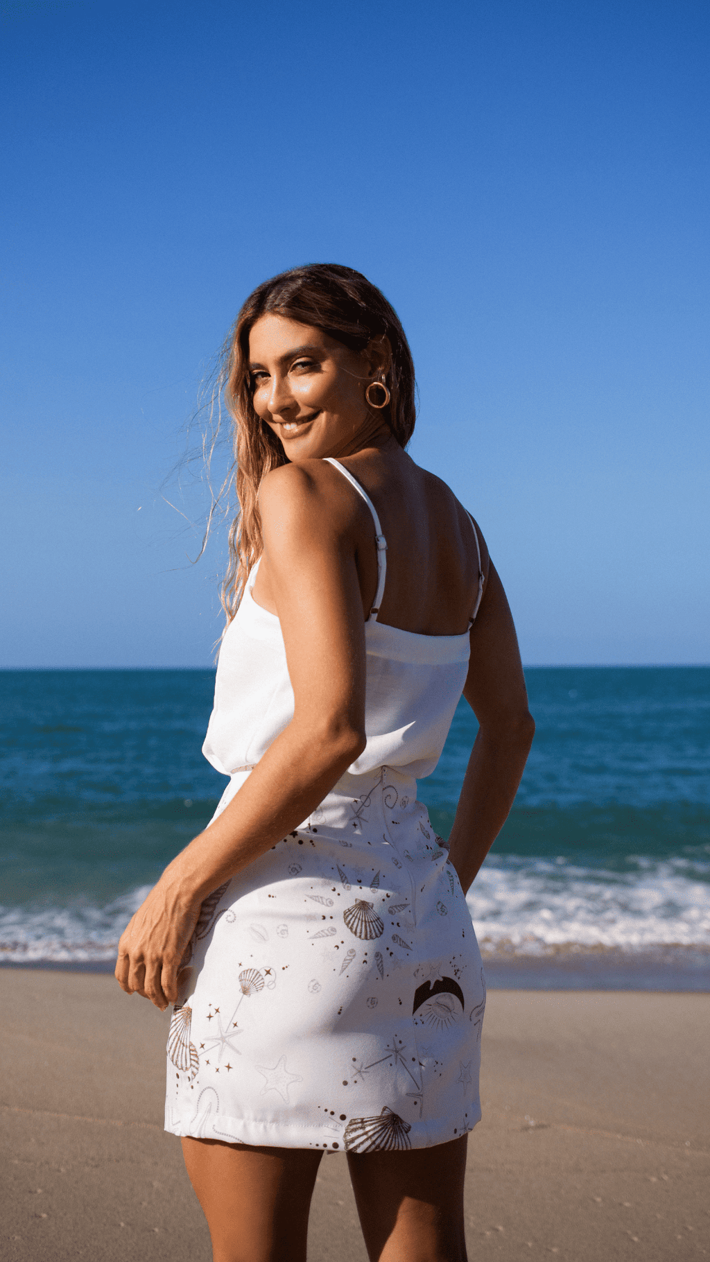 Saia Pareô Resort Estampa Marítima Com Detalhe