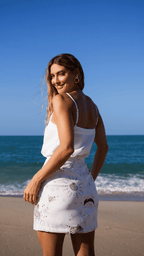 Saia Pareô Resort Estampa Marítima Com Detalhe