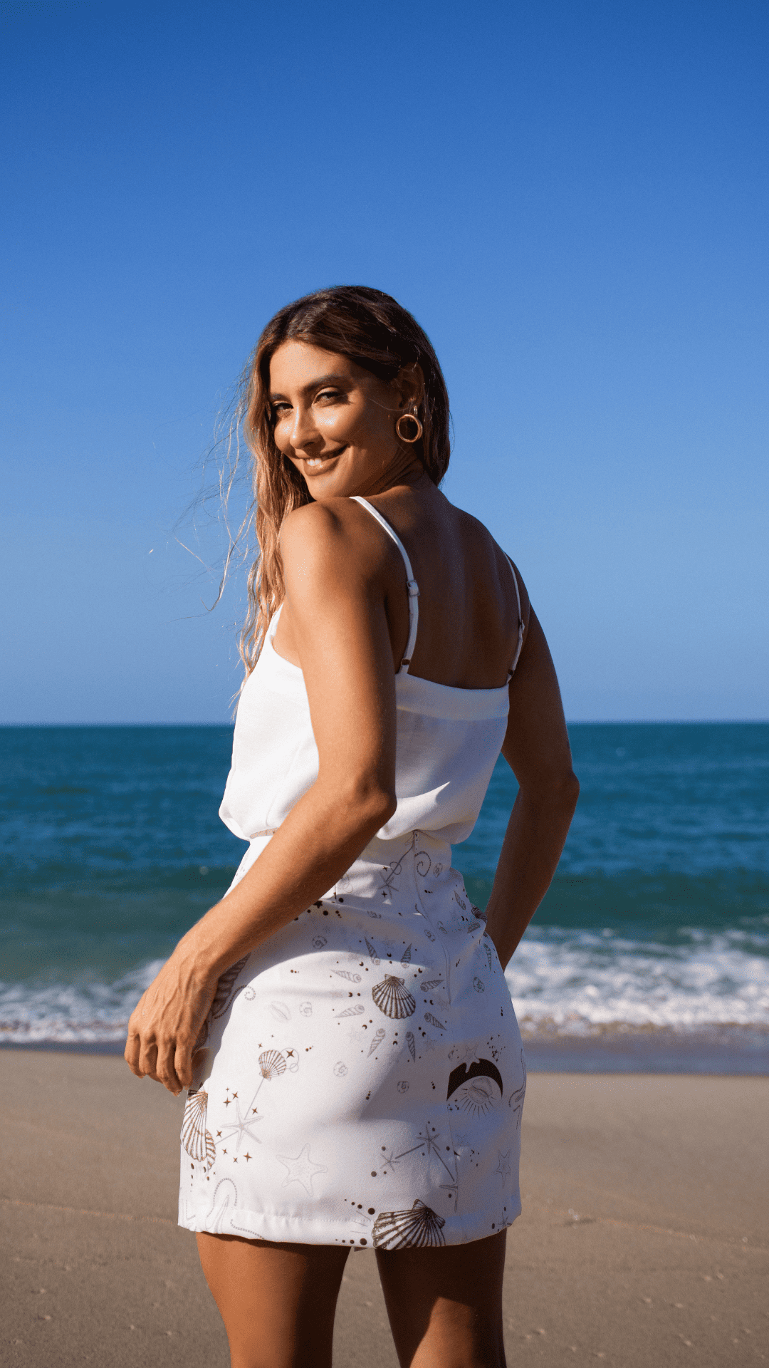 Saia Pareô Resort Estampa Marítima Com Detalhe