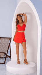 Top Cropped Plissado Sunset