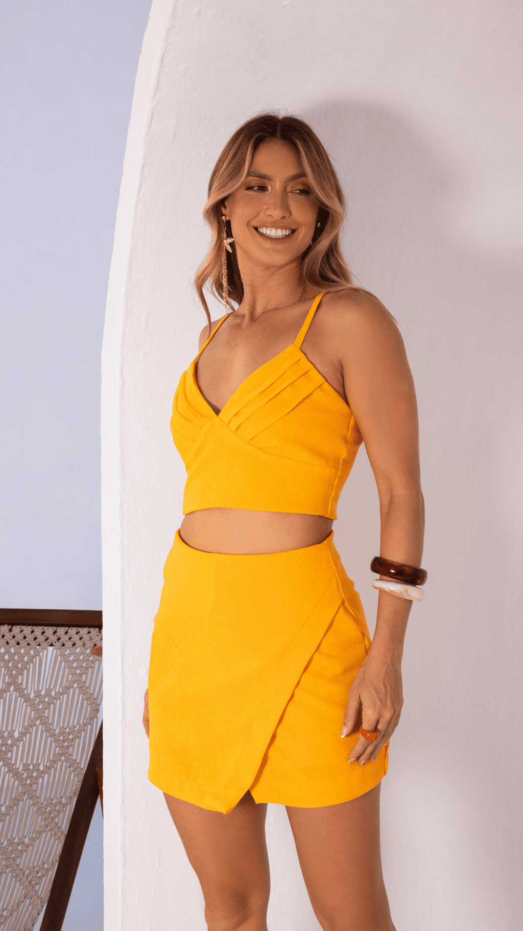 Top Cropped Plissado Sunset