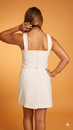 Conjunto Cropped Branco e Saia com Babado Lateral