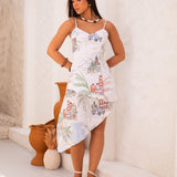 Vestido Assimétrico Midi Estampado