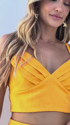 Top Cropped Plissado Sunset